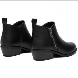 NWB Black Faux Leather Ankle Boots